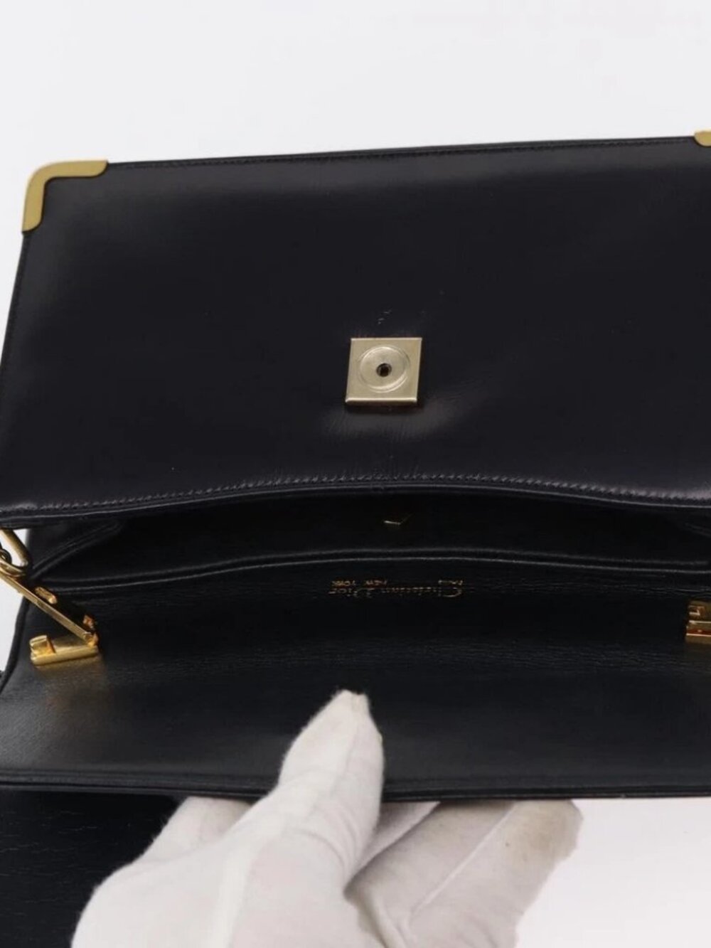 Christian Dior Shoulder Bag Leather Navy Gold Auth - Picture 13 of 16